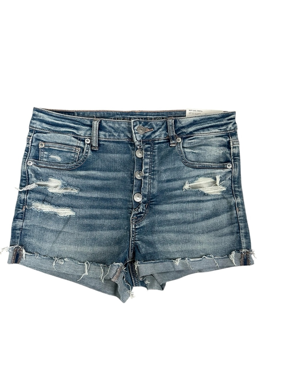 Distressed Button-Front American Eagle Denim Women's Shorts